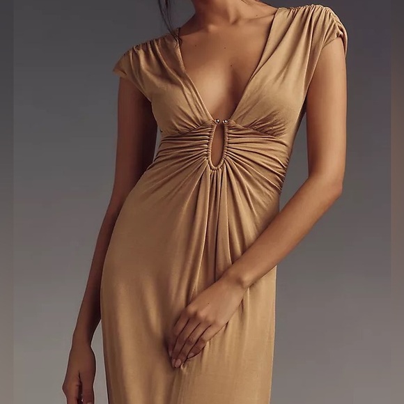 By Anthropologie V-Neck Ring Midi Dress-XL-NWT - Picture 2 of 8